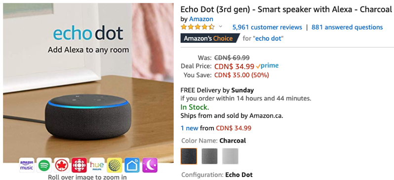 Echo dot sale 50 off amazon