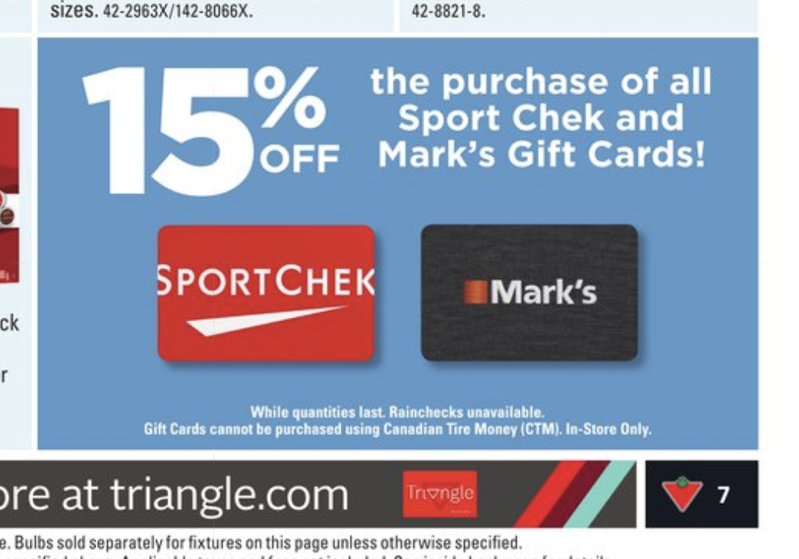 Sport chek 15 off gift cards