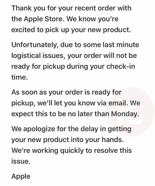Apple order delay