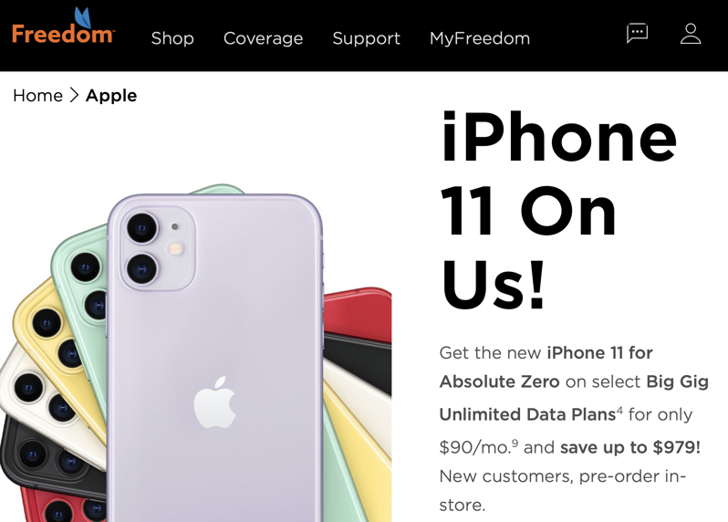 Freedom mobile free iphone 11