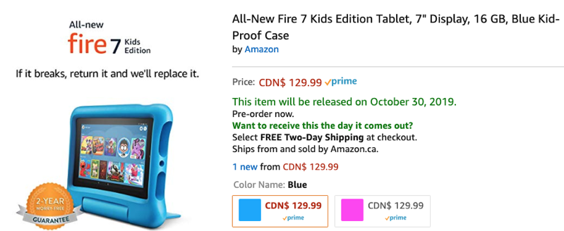 Amazon fire 7 kids edition