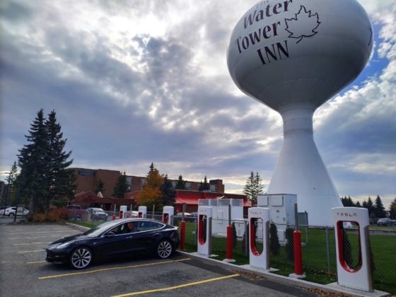 Tesla supercharger water tower inn