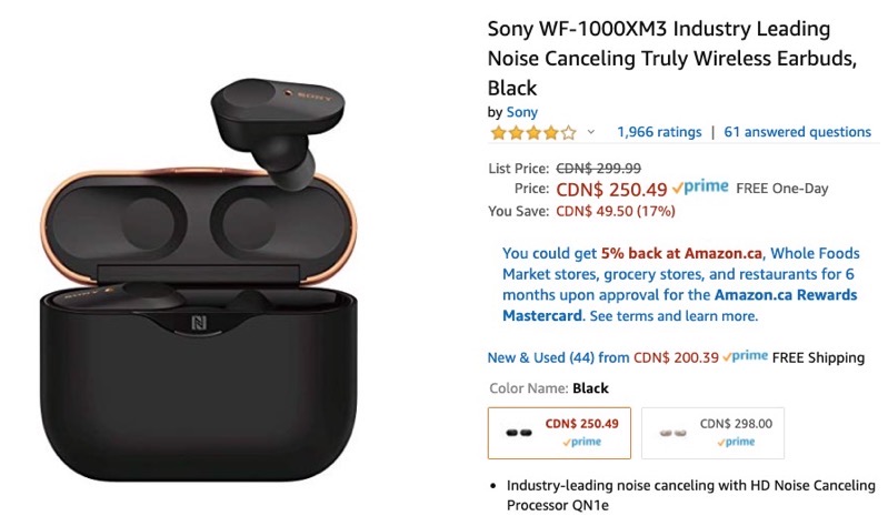 Sony WF-1000XM3 Noise Canceling Earbuds Sale: Save $50, Lowest Price