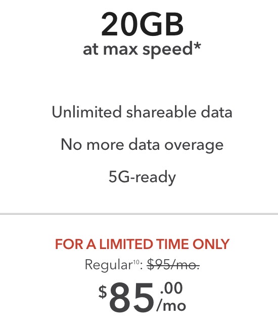 Rogers $85 20gb march 2020