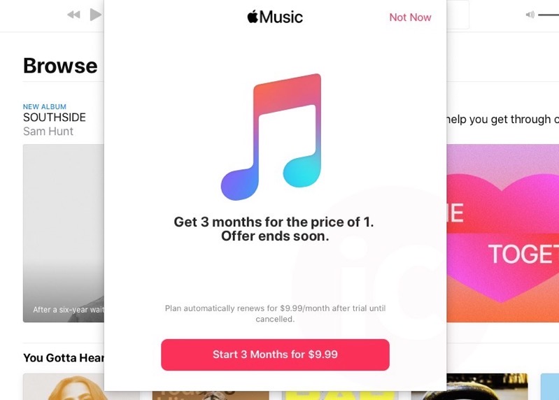 Apple music 3 months trial