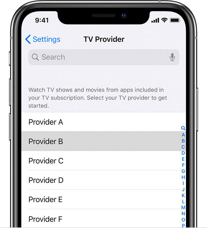 Ios13 iphone xs settings tv provider