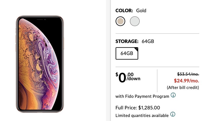 Fido iphone xs clearance