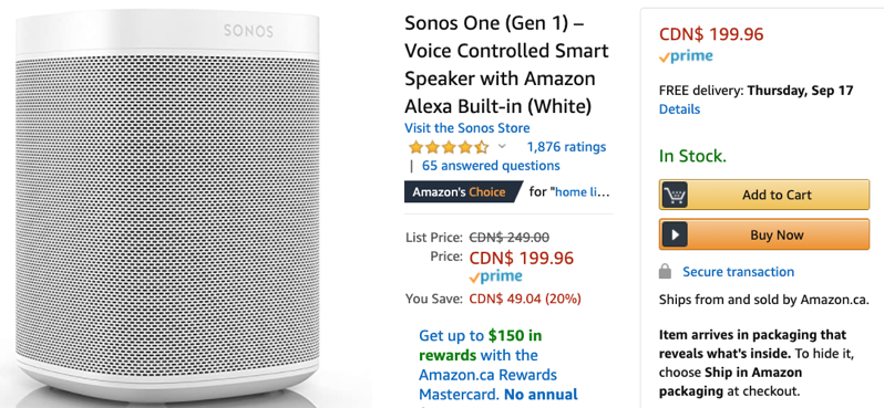 Sonos one gen 1 amazon