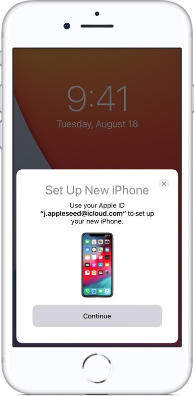 Ios14 iphone8 quick start setup new device