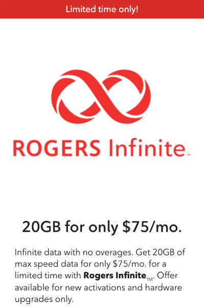 Rogers $75 20gb