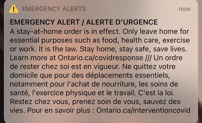 Ontario emergency alert