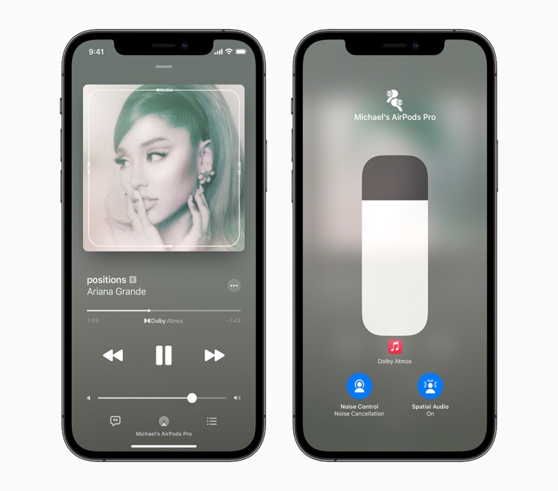 Apple Music iPhone12Pro Spacial NowPlaying AirPods DolbyAtmos 2up 060721 big jpg large