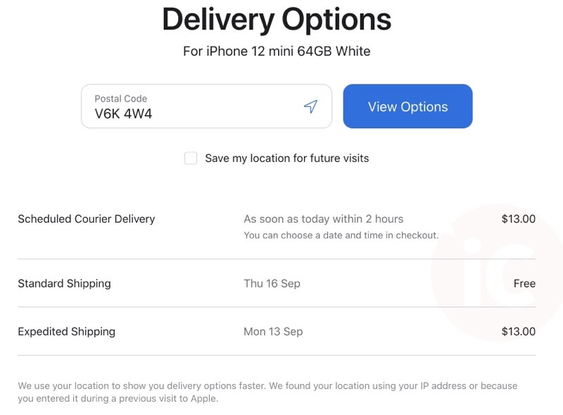 Apple canada courier delivery