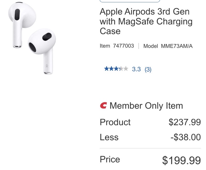 便宜的 AirPods 3 优惠：199 美元购买，节省 39 美元