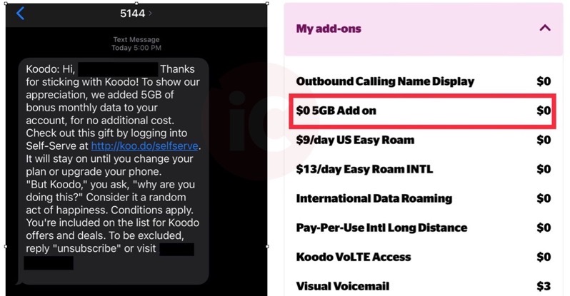 Koodo 5gb monthly bonus data