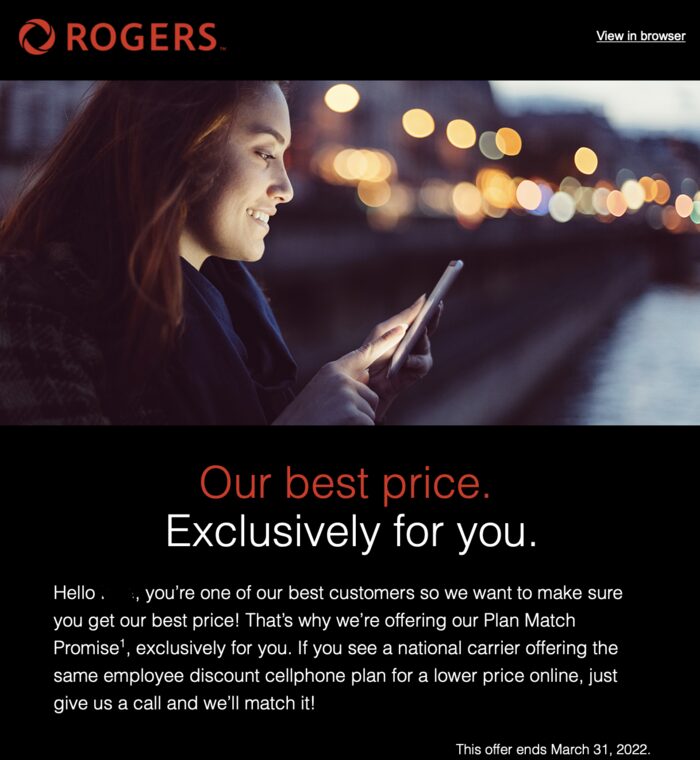 Rogers price match
