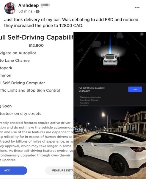 Tesla fsd beta canada price increase