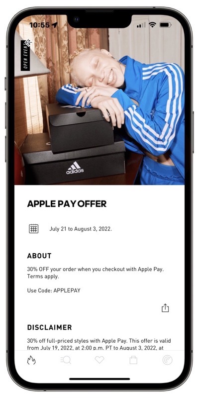Adidas apple pay july 2022