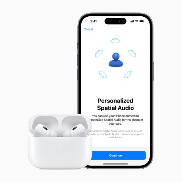 Apple AirPods Pro 2nd gen iPhone 14 Pro 2up Spatial Audio 220907 inline jpg large 2x