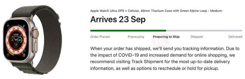 Apple watch ultra preparing to ship