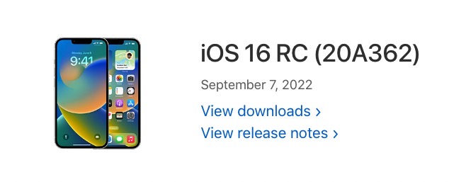 ios 16 release candidate 