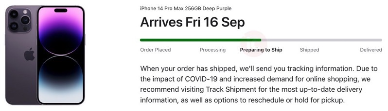 Preparing to ship iphone 14 pro