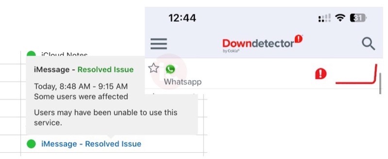 Imessage whatsapp down