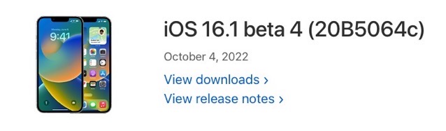 Ios 161 beta 4 download