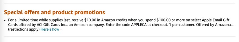 apple gift card offer amazon