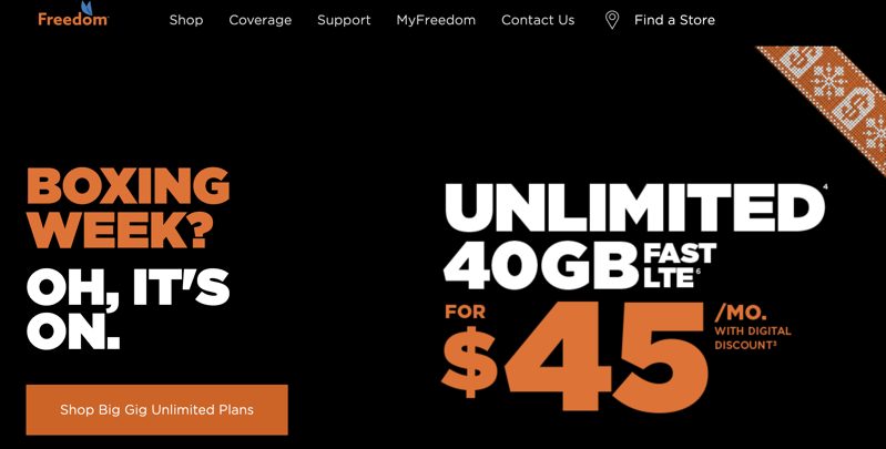 freedom mobile boxing day deals 2022