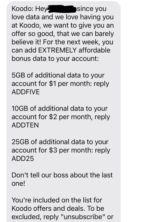 Koodo data offer