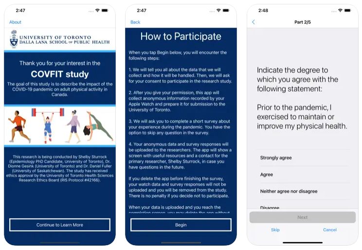 covfit research study iphone