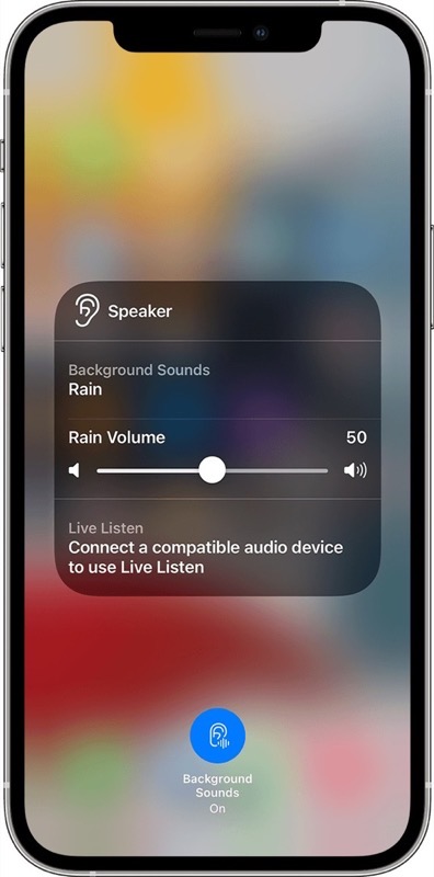 Ios15 iphone12 pro control center hearing background sounds on