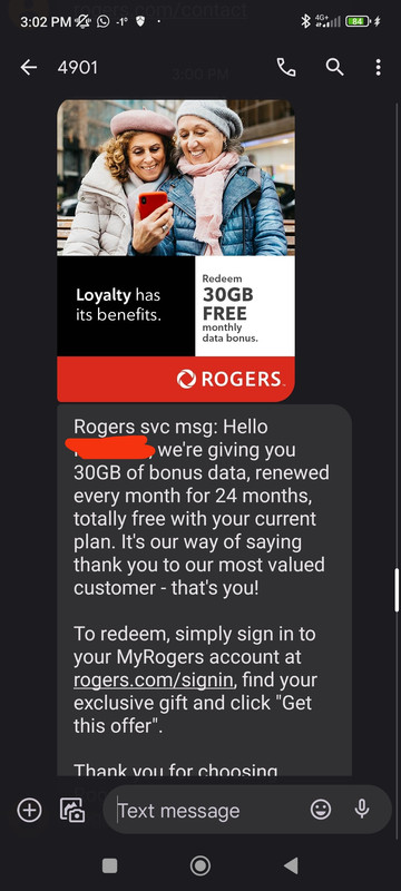 Rogers 30gb free data