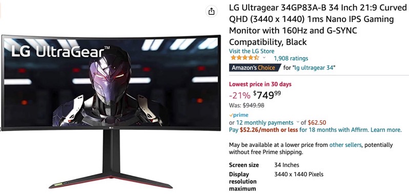 LG ultragear gaming monitor deal