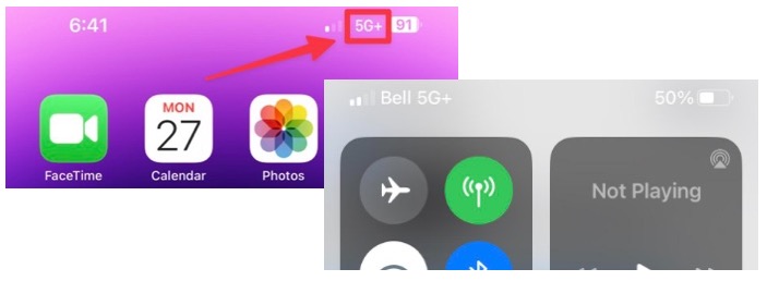 bell rogers 5G+ icons