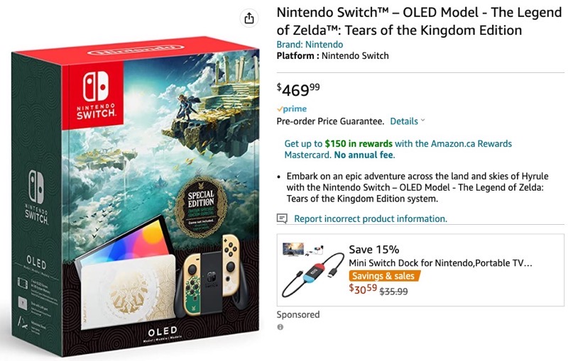 Admin Relative size Advise You Can Now Pre-Order: Nintendo Switch OLED Zelda on Amazon • iPhone in  Canada Blog