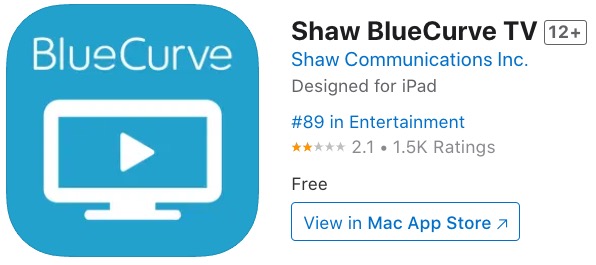 shaw bluecurve tv ios