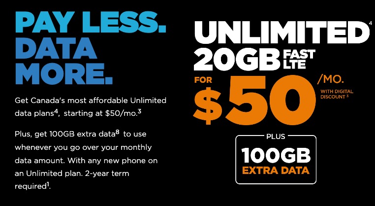 freedom mobile 100GB extra data