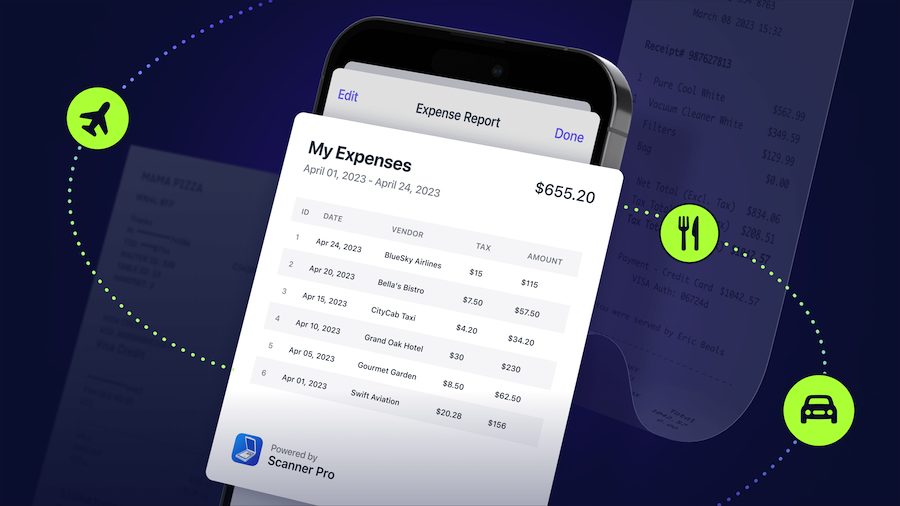 Scanner Pro expense reports