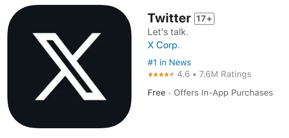 twitter x app store