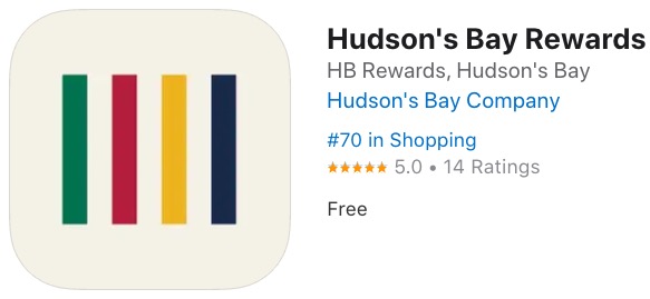 hudson's bay rewards app