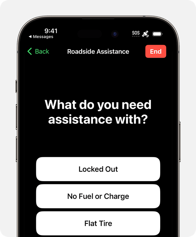Ios 17 iphone 14 pro messages emergency sos roadside assistance