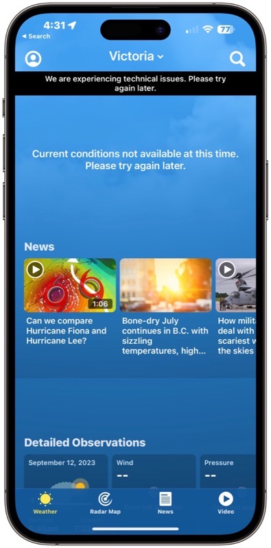 Weather network not working