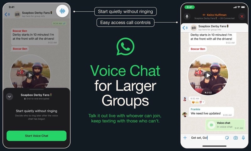 whatsapp voice chat larger groups