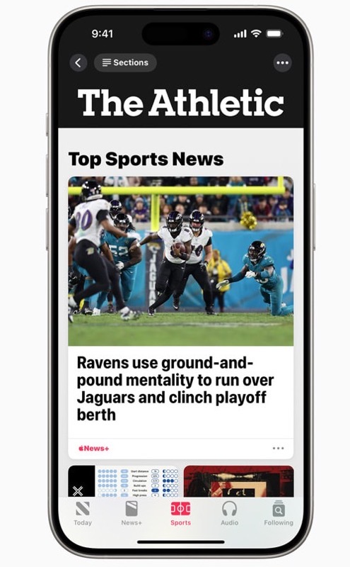 the athletic apple news plus