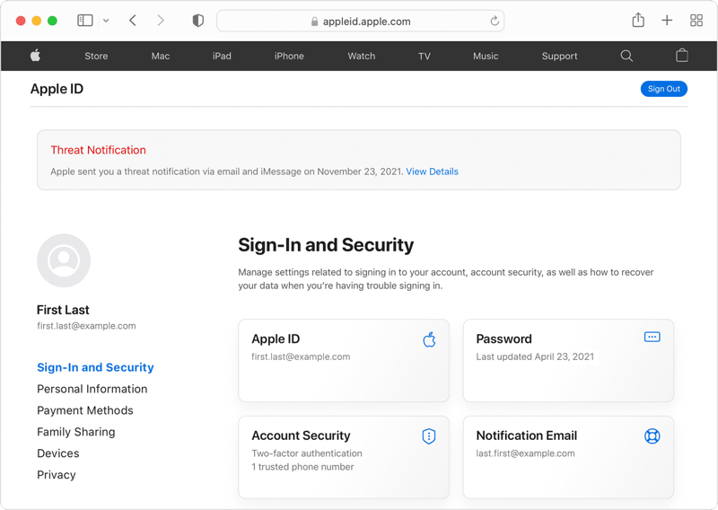 Apple id threat notification
