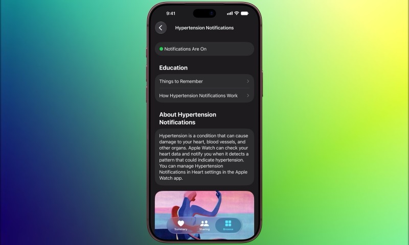 Hypertension Notifications enabled on Apple Watch Series 12 in Canada