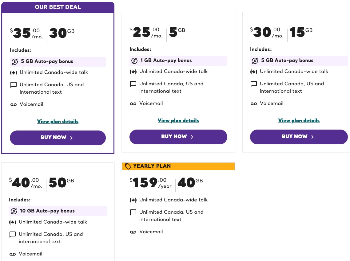 Chatr Talk, Text and Data plans October 2026
