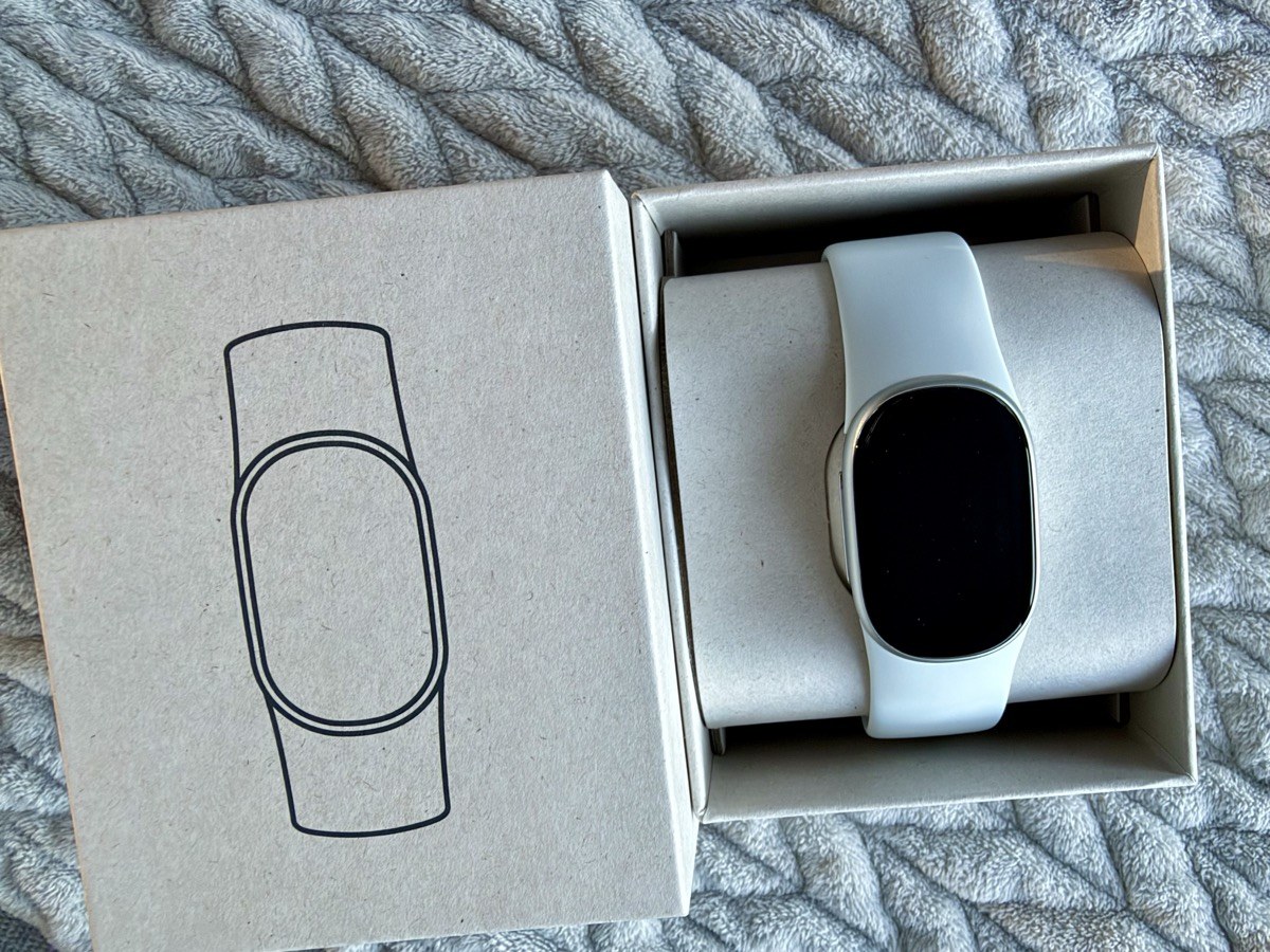 Fitbit Edge inside its box during unboxing
